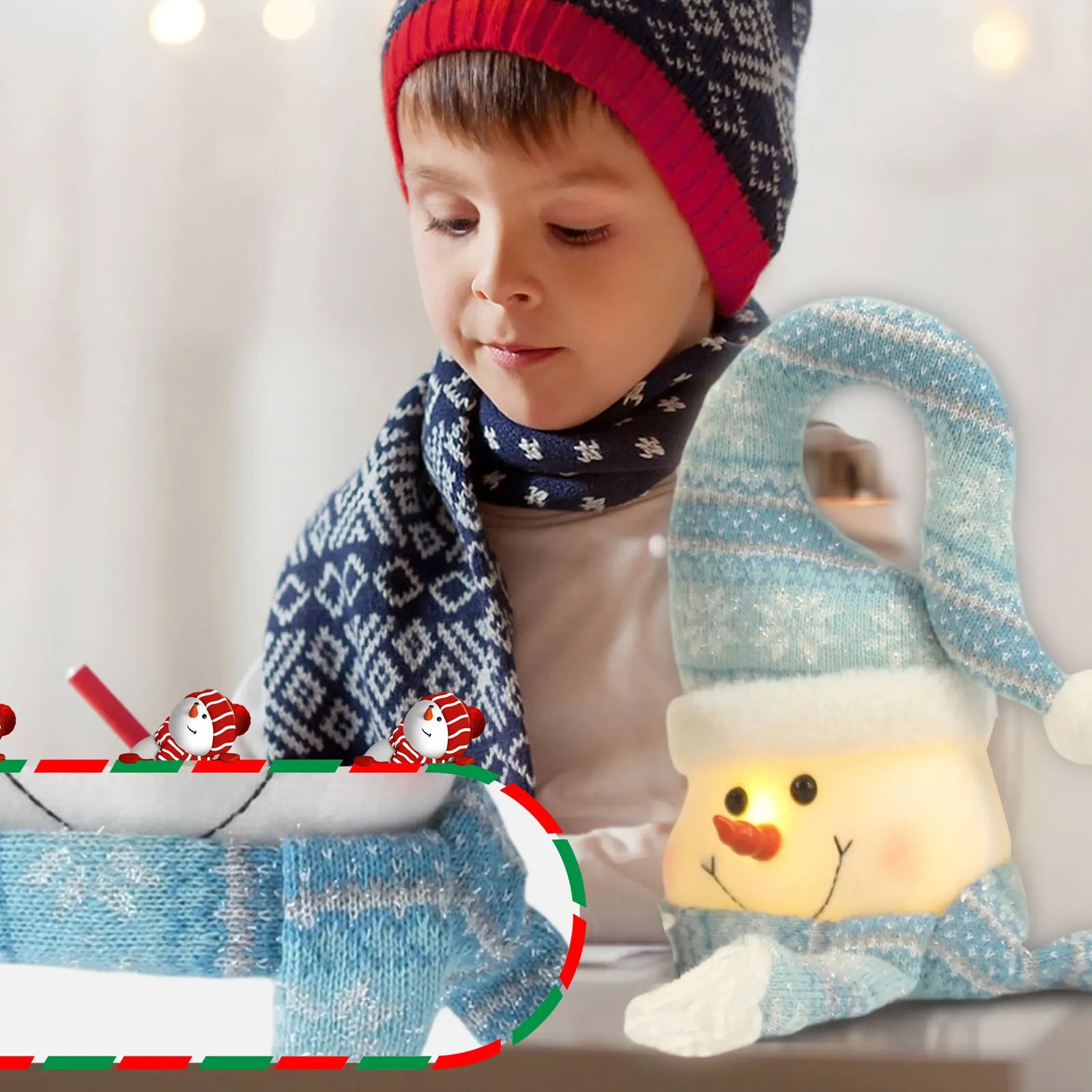 Glowing Blue Snowman Ornament - Magical Ocean Style Christmas Decor