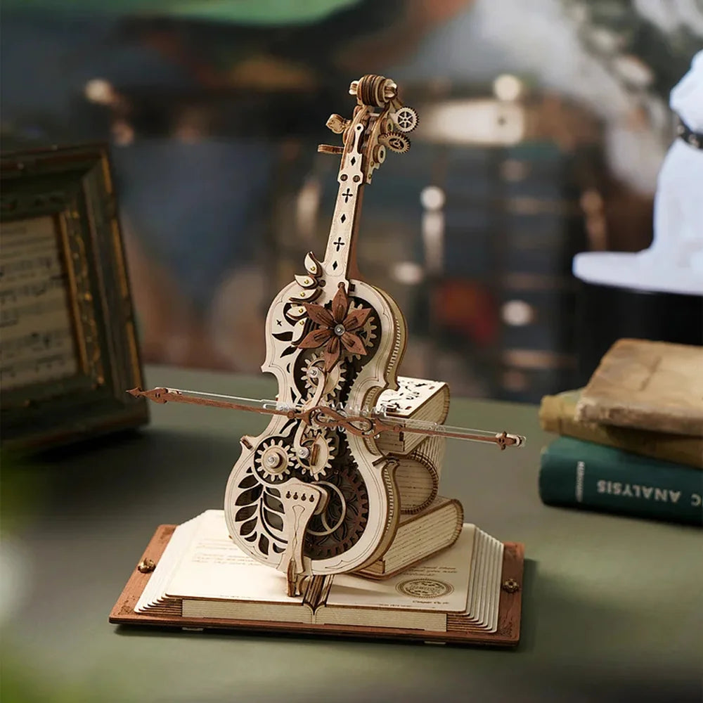 ROBOTIME Magic Cello 3D Wooden Puzzle - Musical Mechanical Instrument