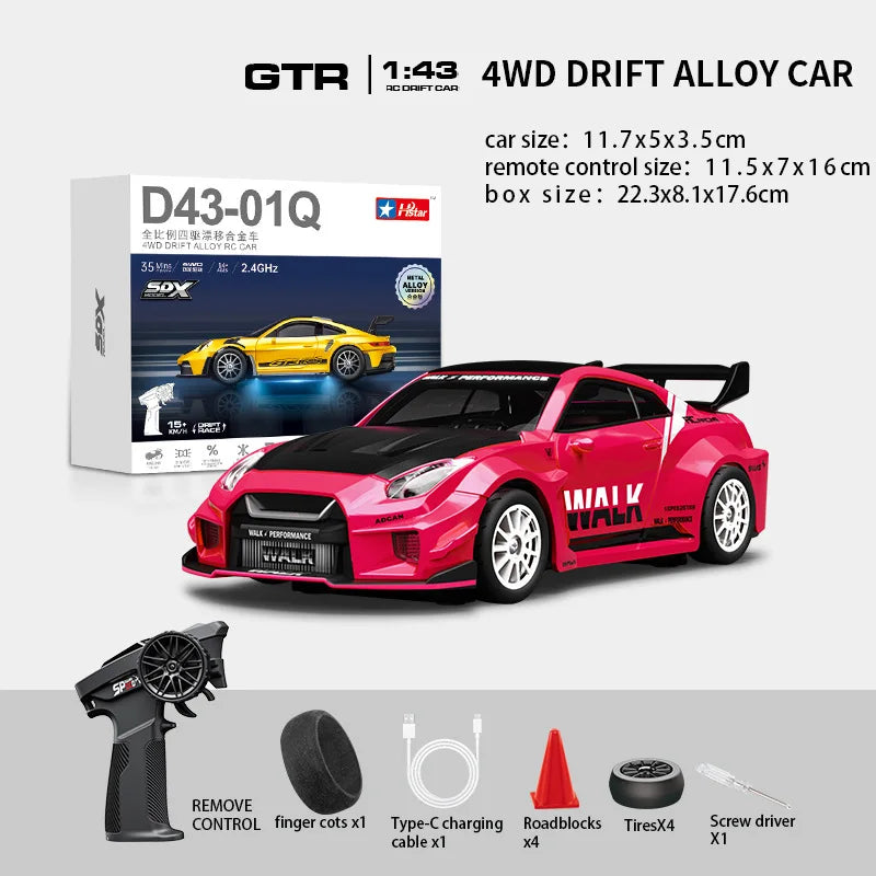 Macro Star D43 RC Drift Car - Eye-Catching Luminous 1:43 Alloy Model