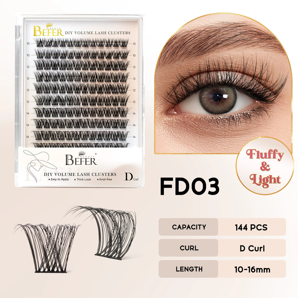 BEFER DIY Cluster Lashes - Natural Volume False Eyelash Extensions