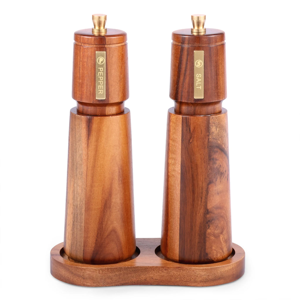 Wooden Salt and Pepper Grinder Set with Adjustable Coarseness