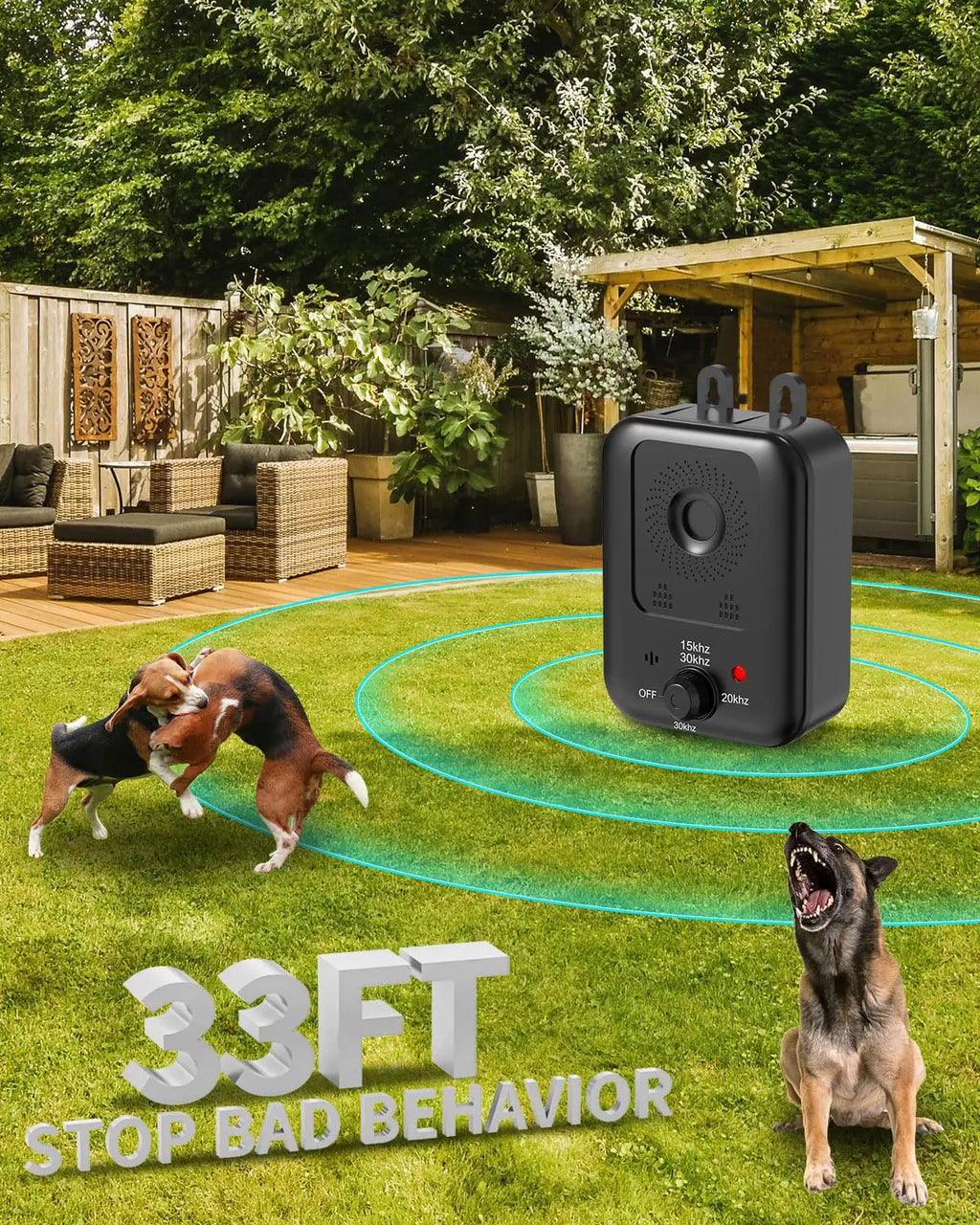 Rechargeable Ultrasonic Dog Bark Deterrent – Indoor & Outdoor Control