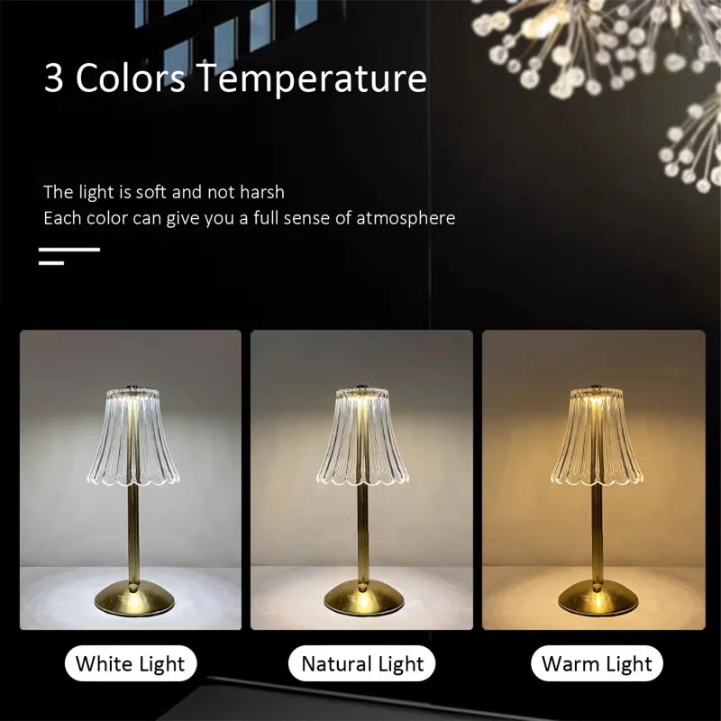 Modern Minimalist LED Table Lamp - Rechargeable and Dimmable Night Light