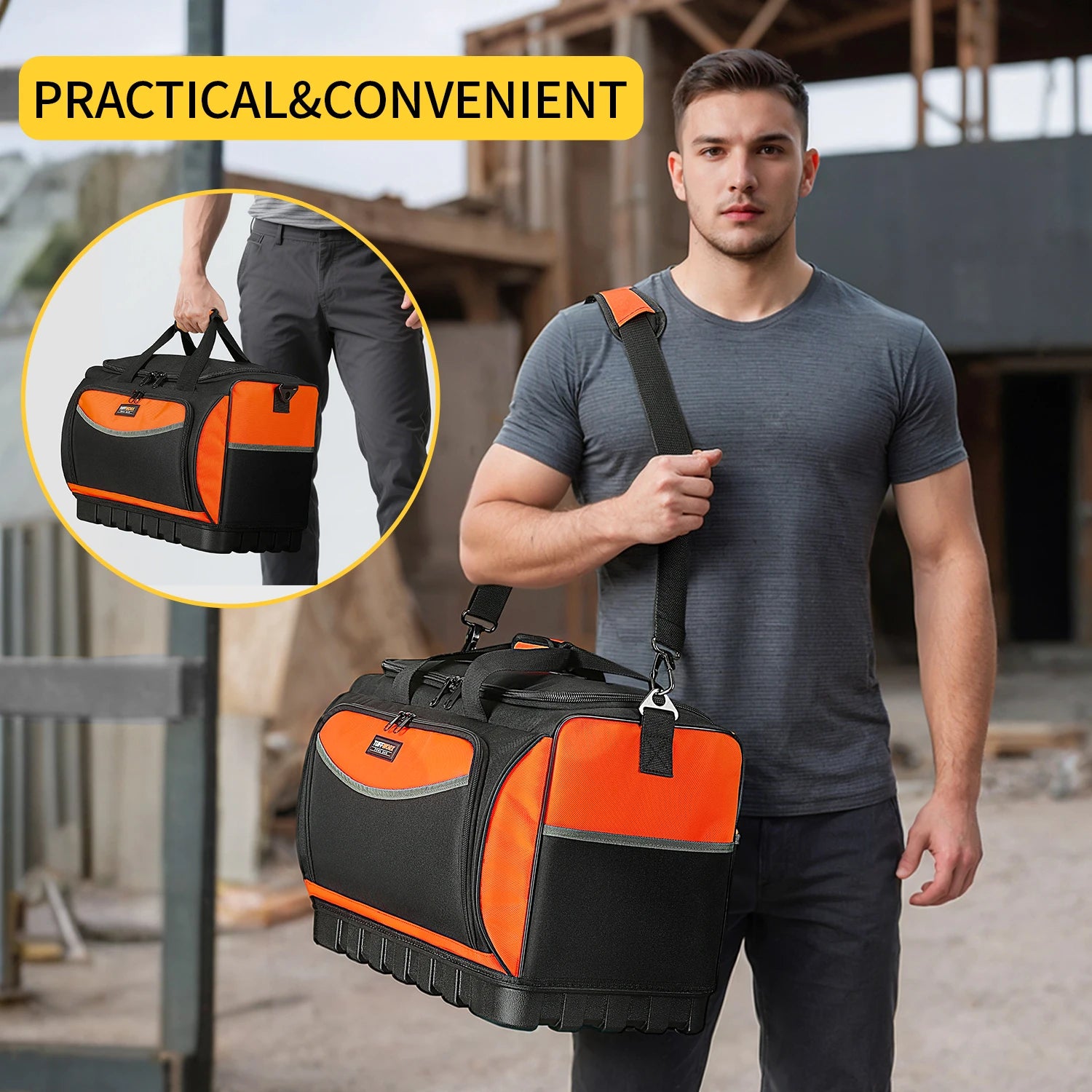 Heavy Duty Tool Bag Organizer with 18 Pockets & Adjustable Strap