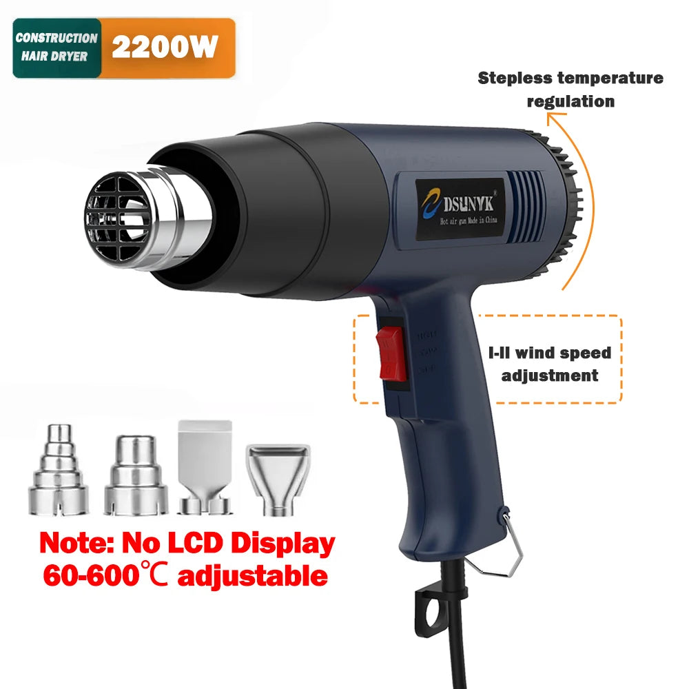 2000W Digital Hot Air Gun with Adjustable Temperature for Soldering & Shrink Wrapping