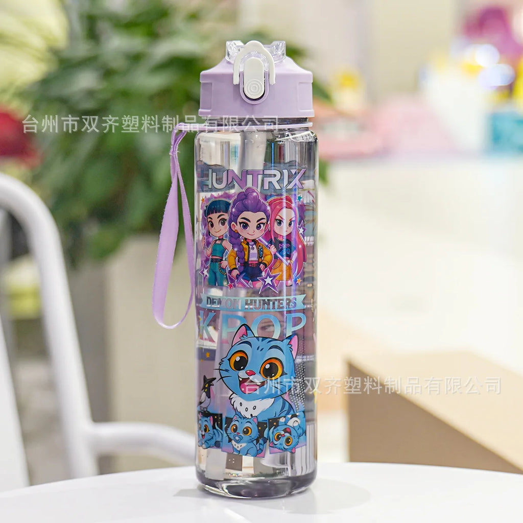 Cute 700ml Cartoon Print Water Cup with Straw - Perfect for Kids