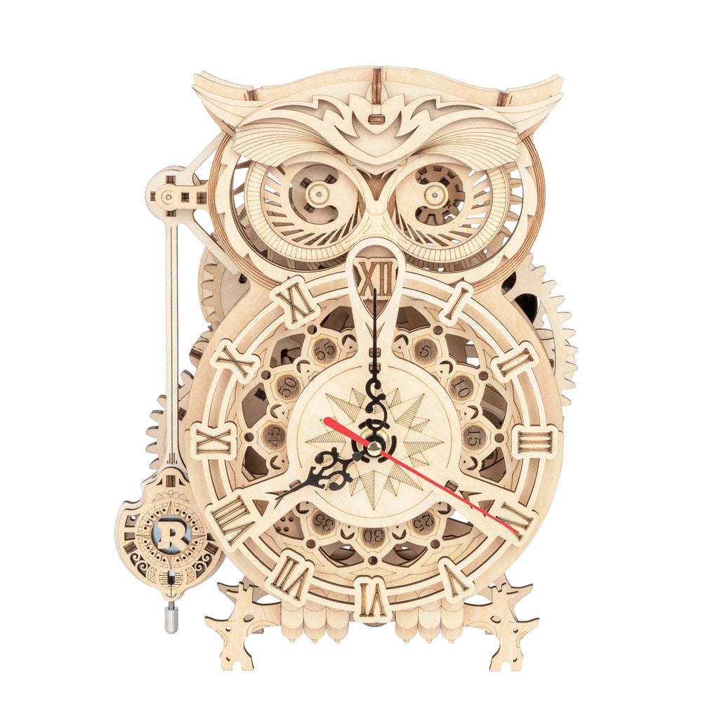 Robotime DIY 3D Owl Clock Kit - Creative Wooden Model for All Ages