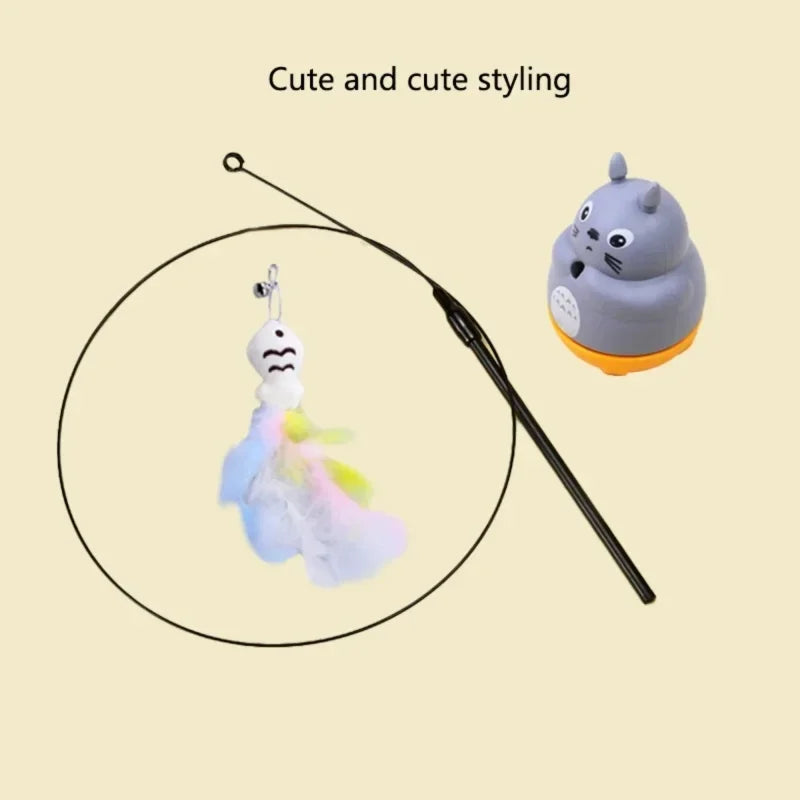 Interactive Feather Cat Toy - Long Pole with Bell for Endless Fun
