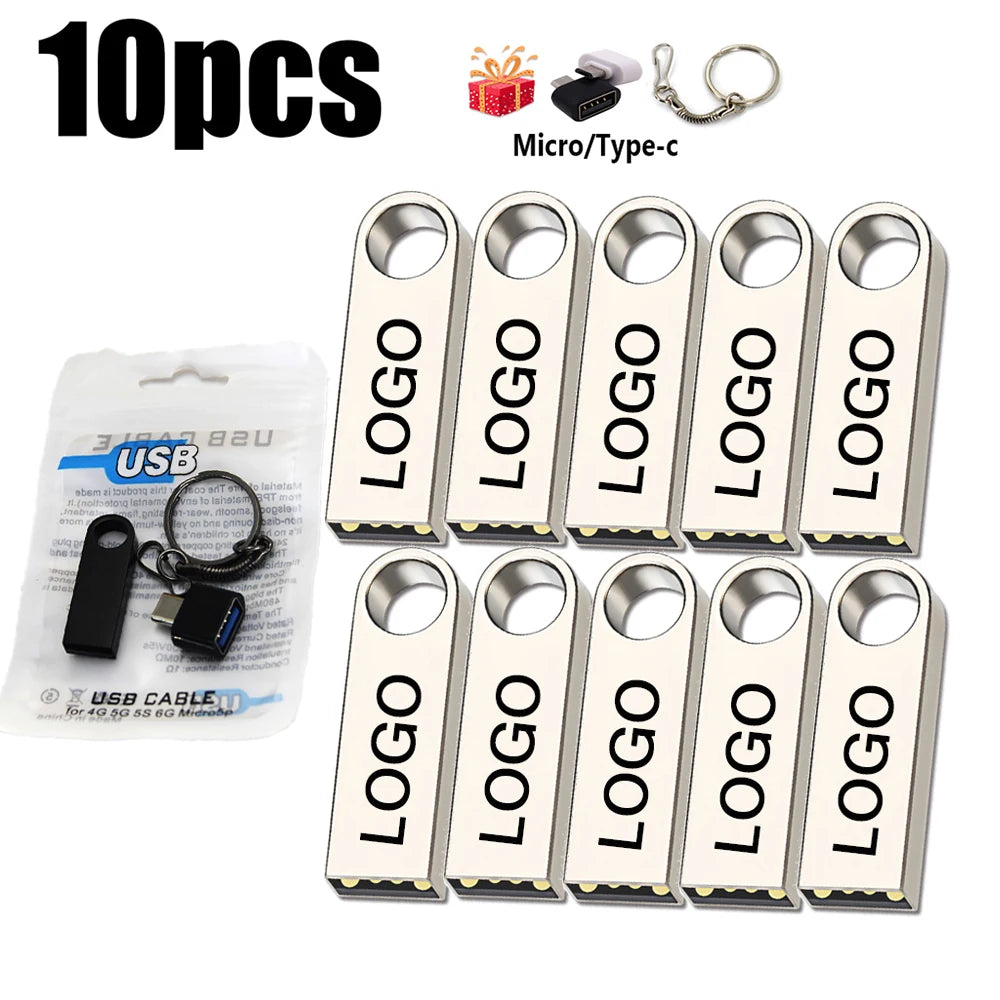Customized USB Flash Drive – 10PCS, 64GB/32GB/16GB, High Speed