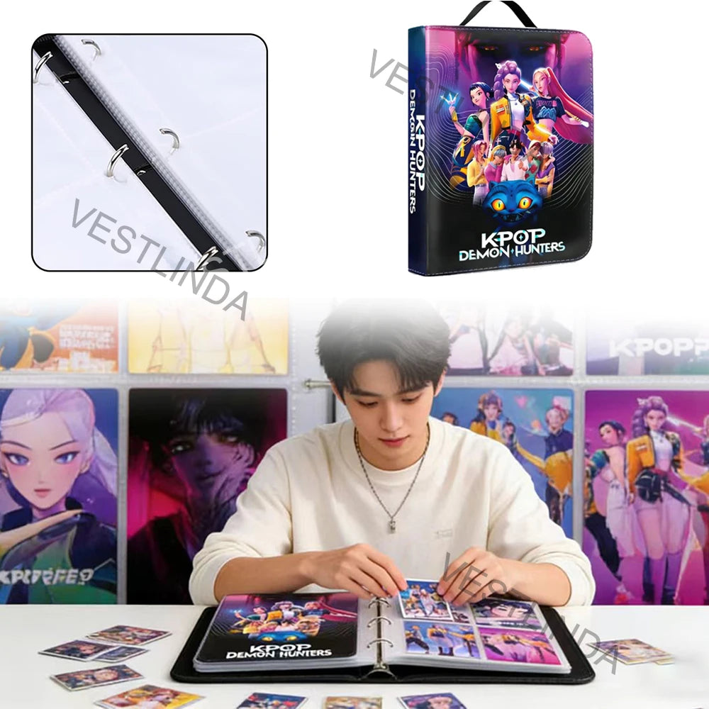 Kpop Demon Hunters Card Book - 400PCS PU Leather Zipper Storage