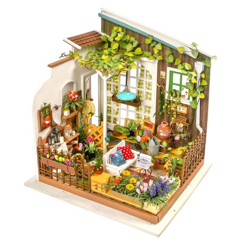 Robotime Green DIY Dollhouse Kit - Engaging Miniature Art Project