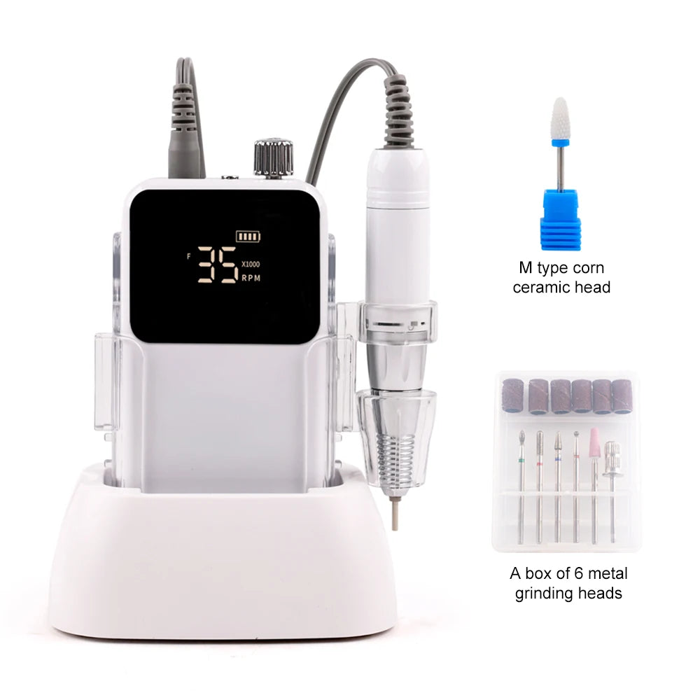 SIMINAIL Rechargeable Nail Drill - 35,000 RPM Electric File Machine