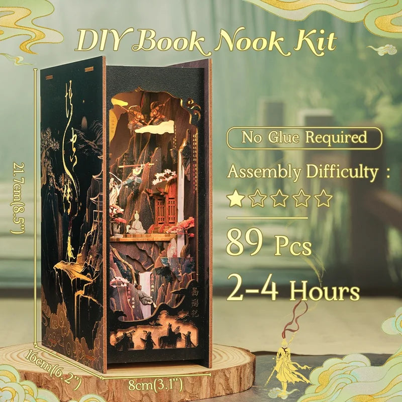 CUTEBEE DIY Book Nook Kit - Miniature Wooden Dollhouse with Lighting