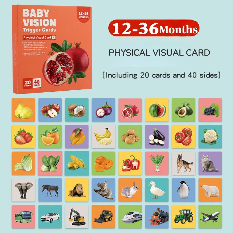 Montessori Baby Vision Cards - High Contrast Flash Cards for 0-12 Months
