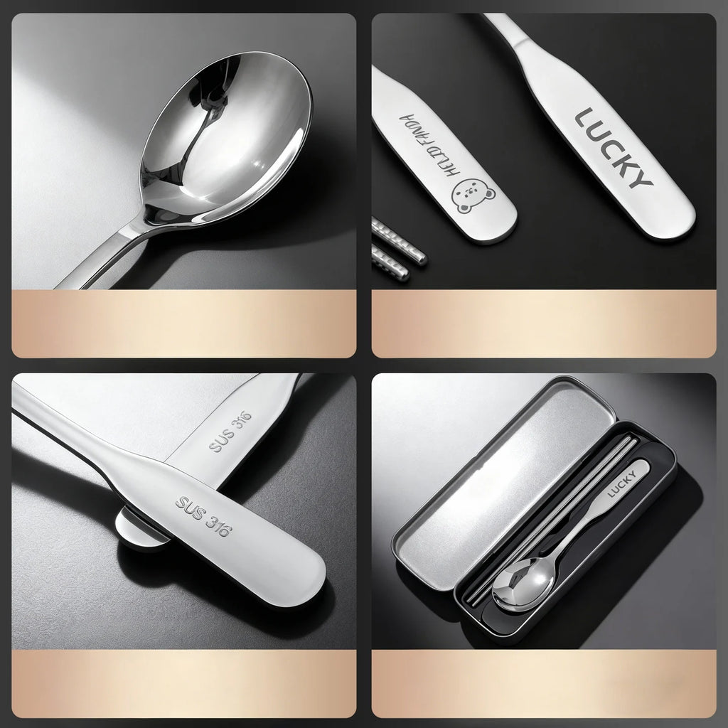 3-Piece Portable Stainless Steel Flatware Set for Kids & Outdoor Dining