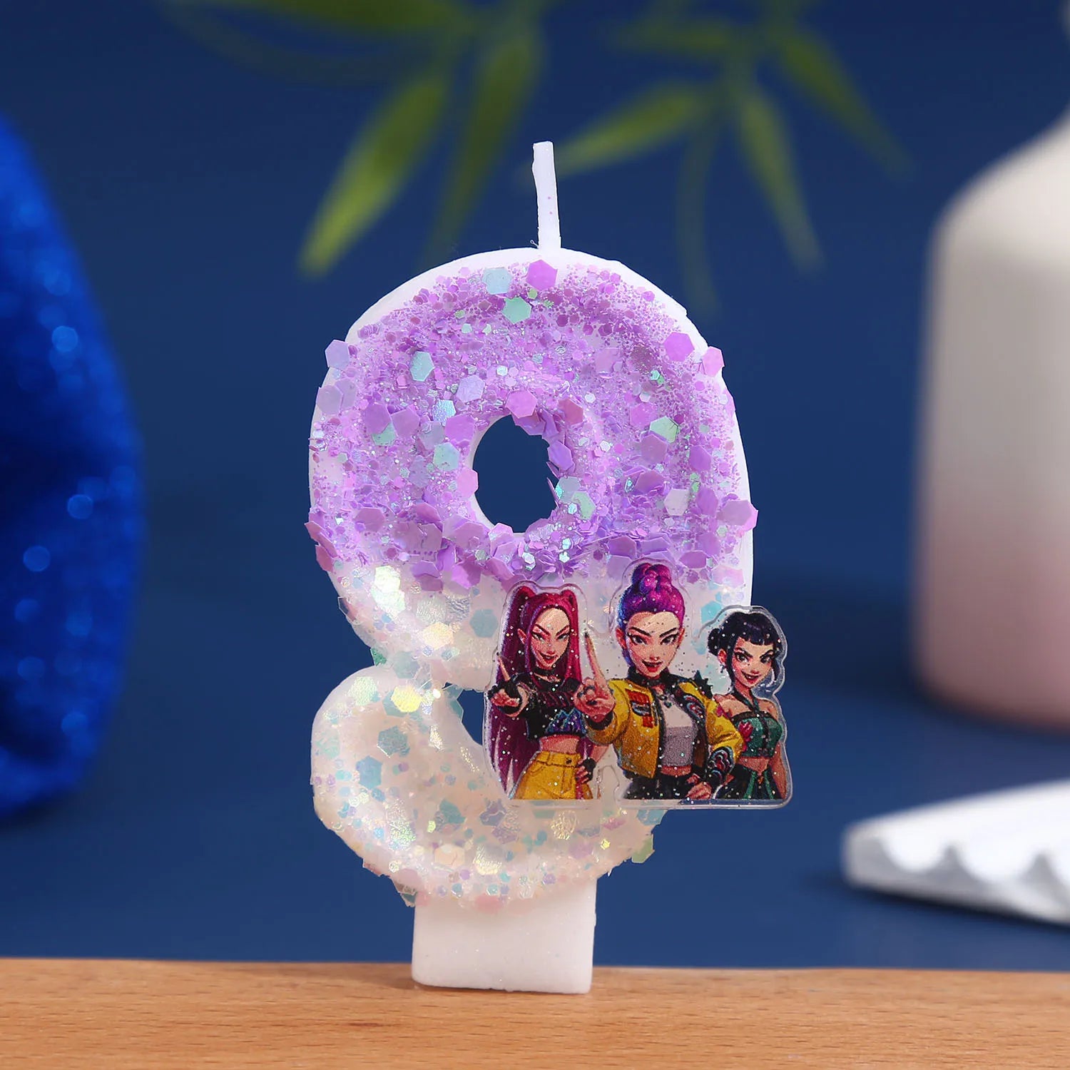 Purple Glitter Birthday Number Candle - Creative Cake Decoration