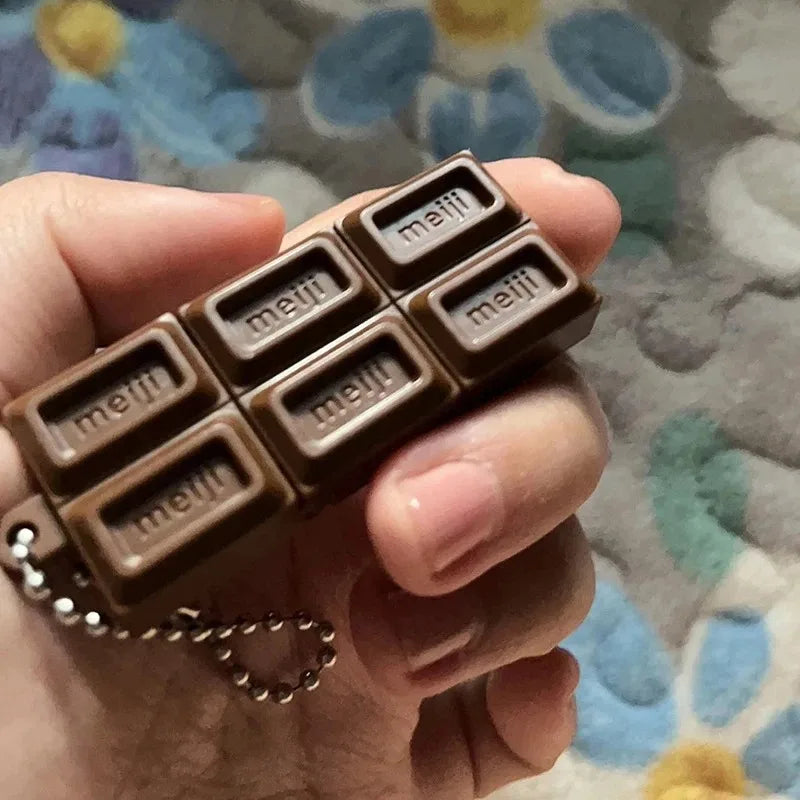 Creative Japanese Simulated Chocolate Fidget Keychain Pendant - Stress Relief