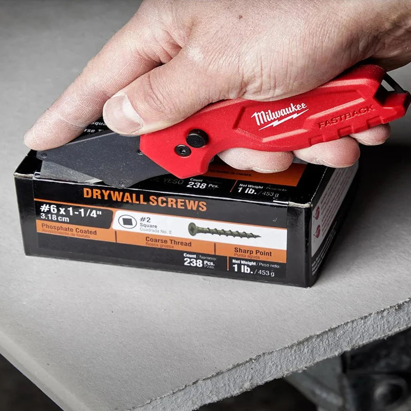 Milwaukee FASTBACK Compact Folding Utility Knife - Press & Flip Design