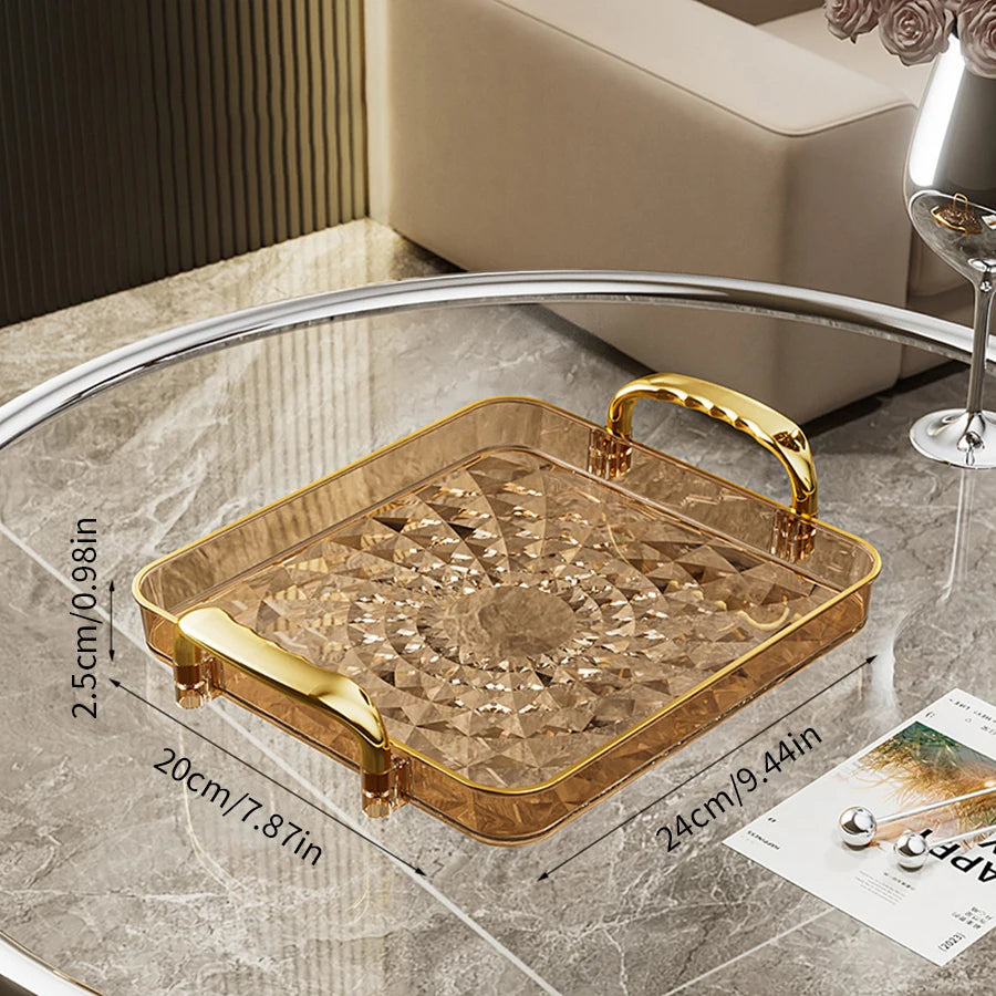 Clear Plastic Food Tray - Double Handle Rectangle Design