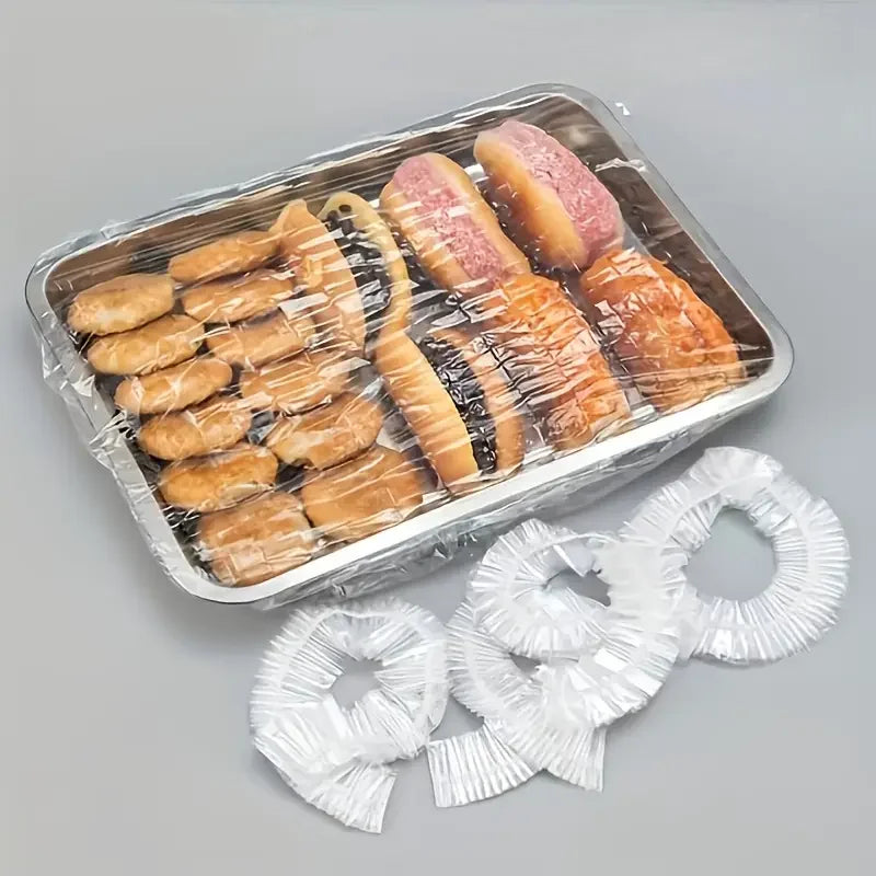50 Reusable PE Elastic Food Covers - Stretchable Lids for Snacks & Fruits