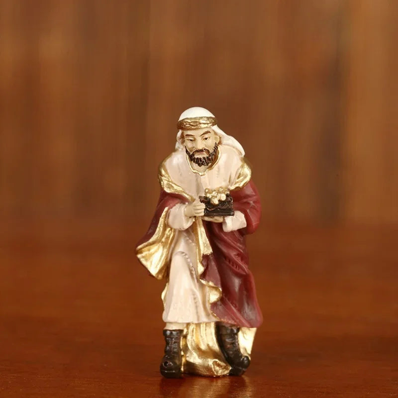 11-Piece Resin Nativity Scene Ornament Set - Spiritual Holiday Decor