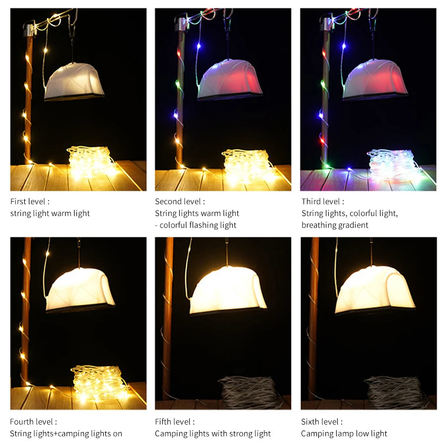 GGBEE Rechargeable LED Camping Light - 10M Colorful String Lantern