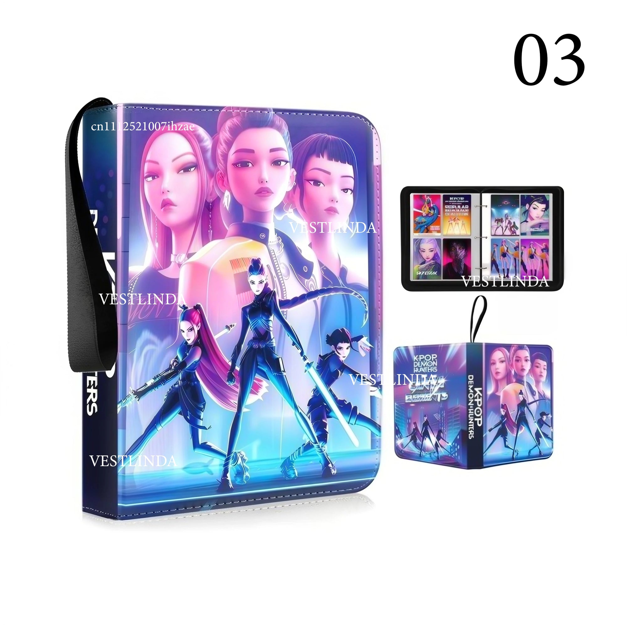 Kpop Demon Hunters Card Book - 400PCS PU Leather Zipper Storage