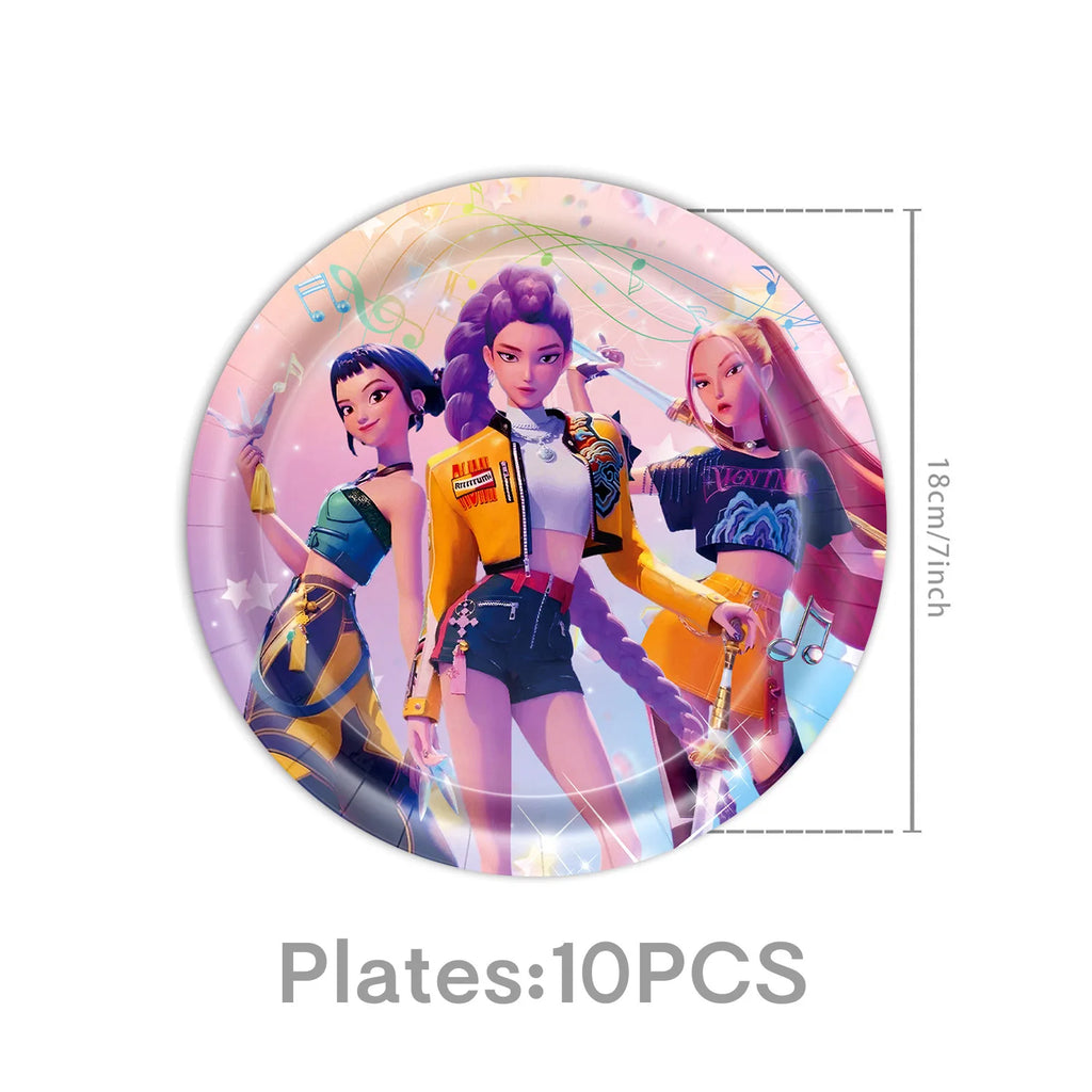 K-Pop Demon Hunters Birthday Party Supplies - Plates, Cups, Napkins & Decor