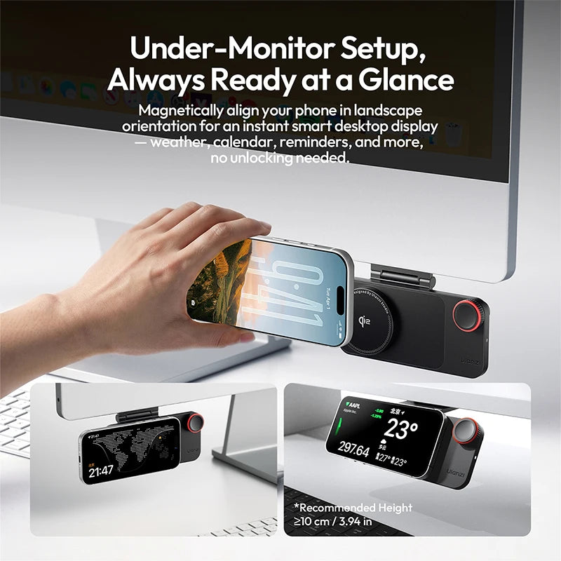 Ulanzi CW15 Wireless Qi2 15W Fast Charging Stand with Magnetic Snap