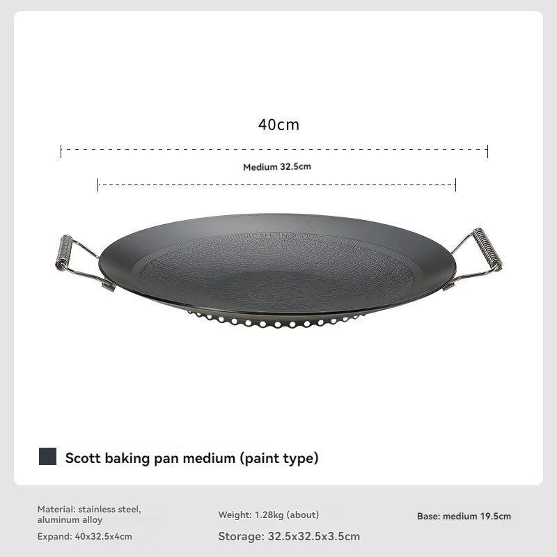 CAMPINGMOON Non-Stick Folding BBQ Baking Tray - Portable & Durable
