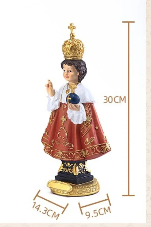Elegant 12-Inch Infant of Prague Figurine for Religious Decor