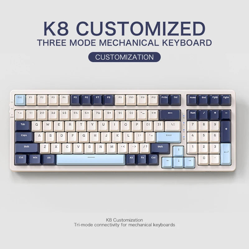 K8 Tri-Mode Wireless Mechanical Keyboard - Hot-Swap & RGB Lighting