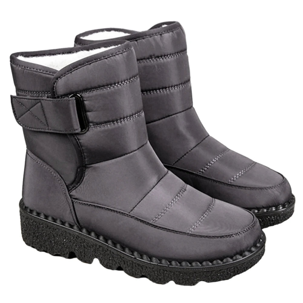 Women's Waterproof Plush Fur Boots - Warm Winter Snow Booties