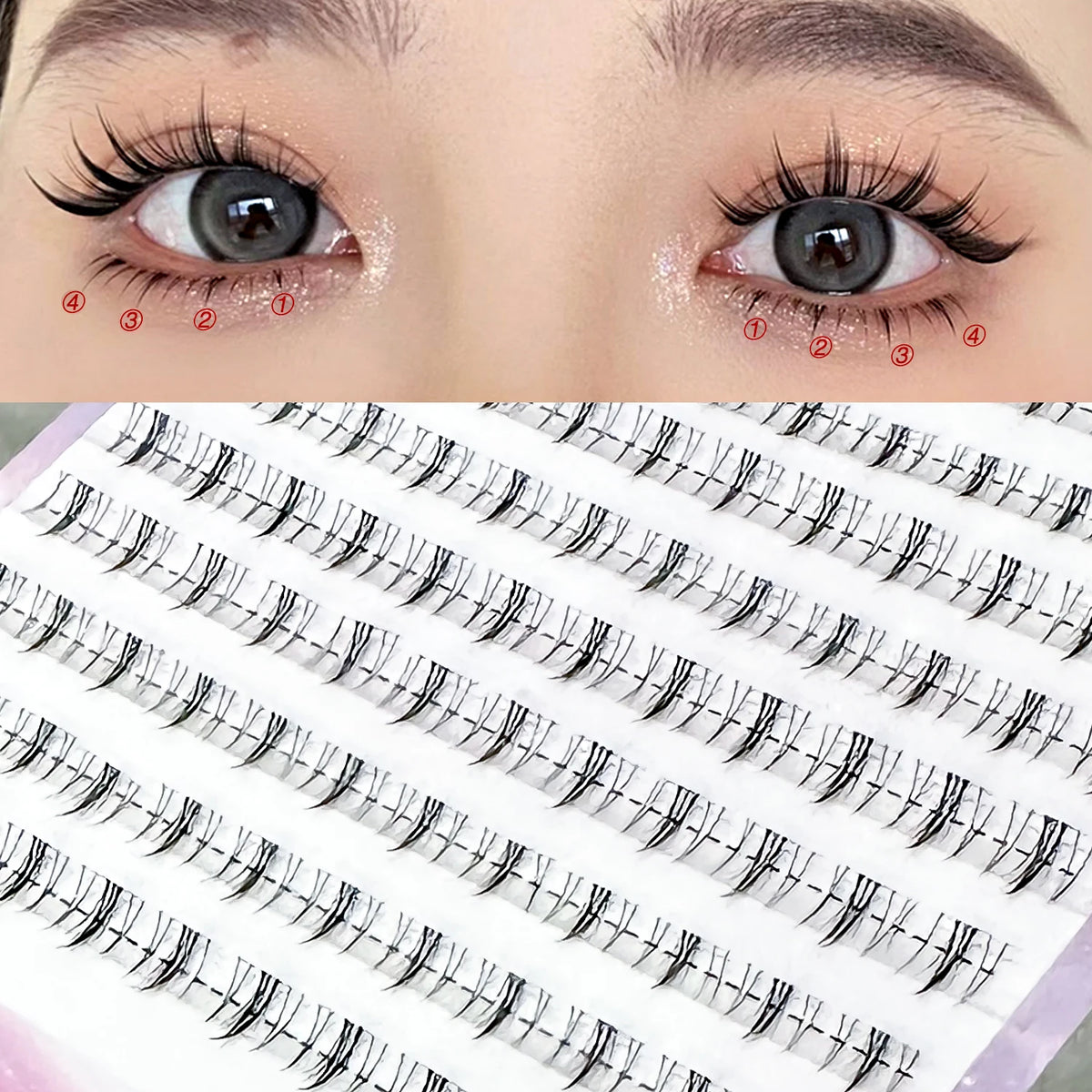 REDSIREN Cluster Lashes - 10 Rows of Natural Look Bottom Lashes