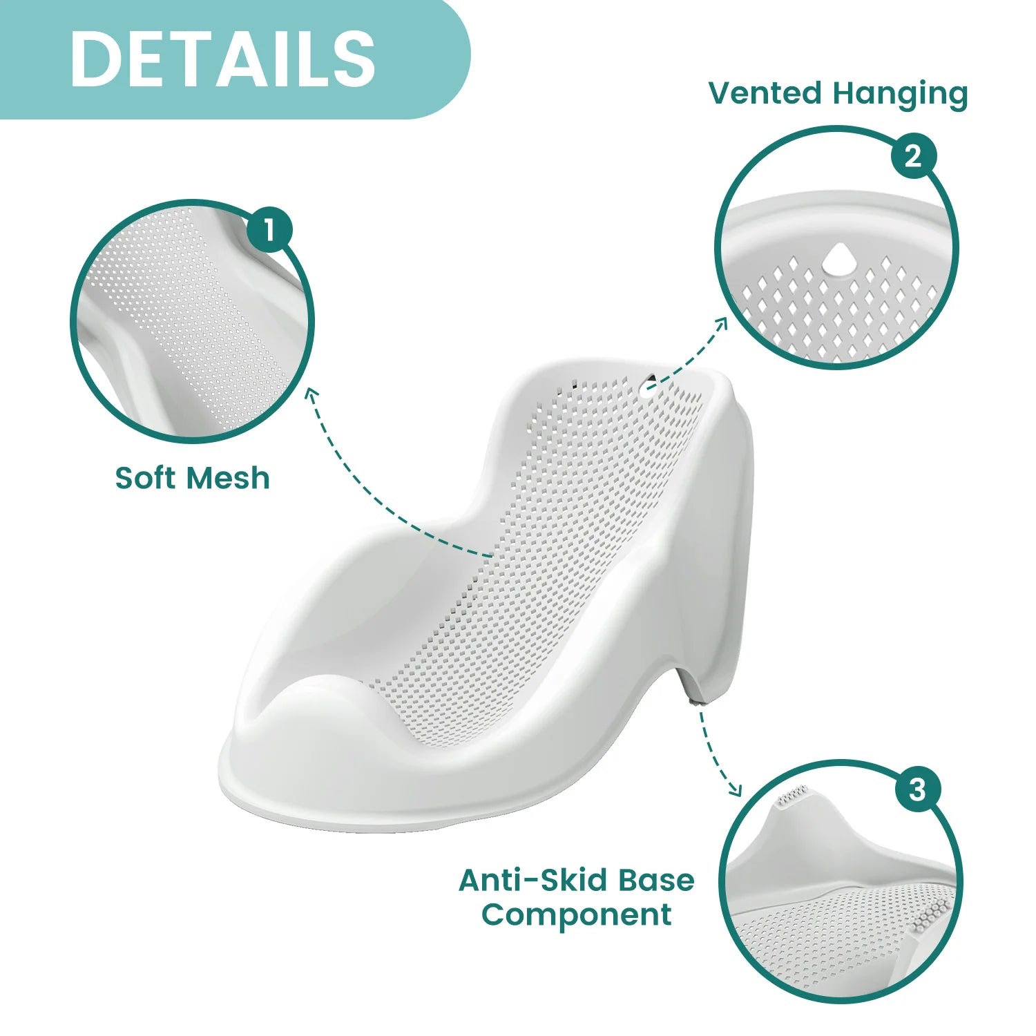 Ergonomic Soft Baby Bath Support - Comfortable & Quick-Drying Infant Seat