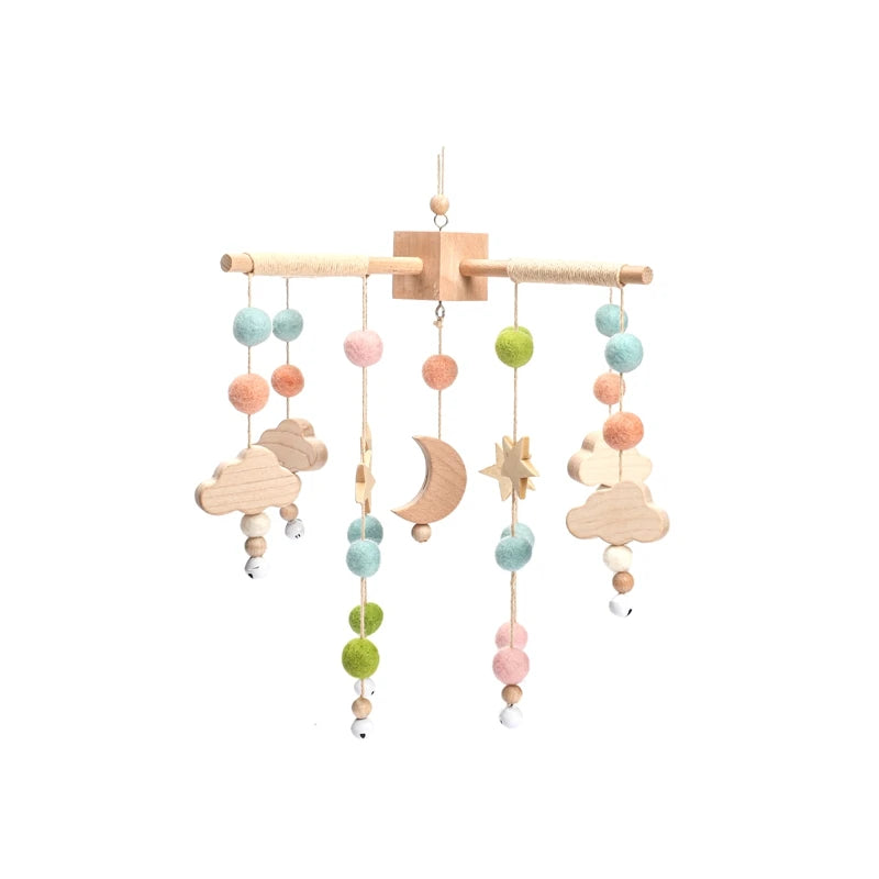 Wooden Baby Crib Mobile with Musical Rattle - Perfect Infant Toy