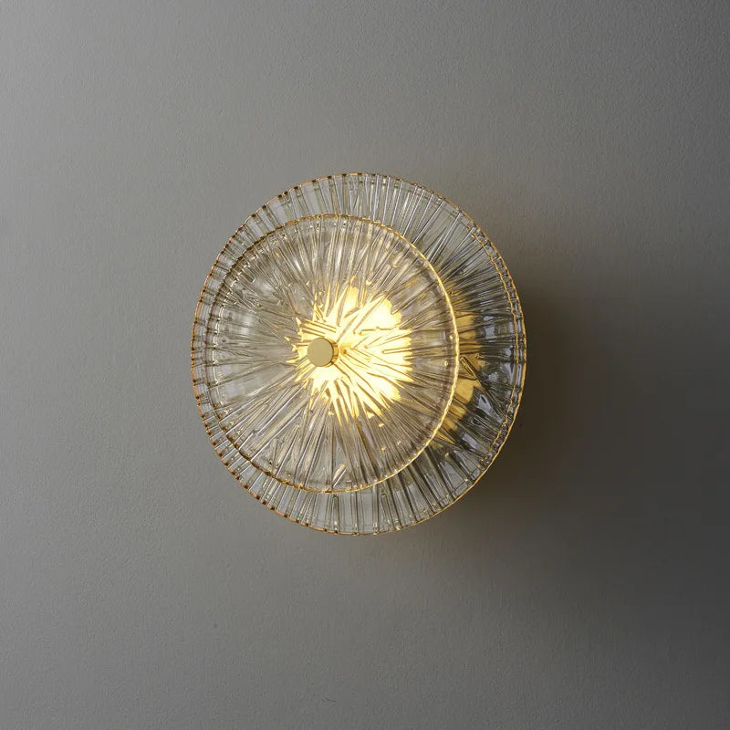 Modern LED Wall Lamp with Amber Glass Shade - Stylish Copper Lighting