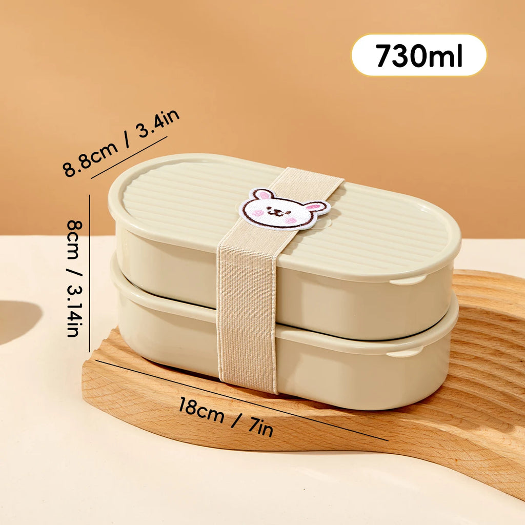 730ML Double-Layer Bento Lunch Box - Microwave Safe & Portable