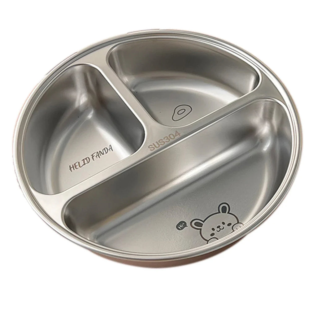 WORTHBUY Stainless Steel Divided Dinner Plate with 3 Compartments