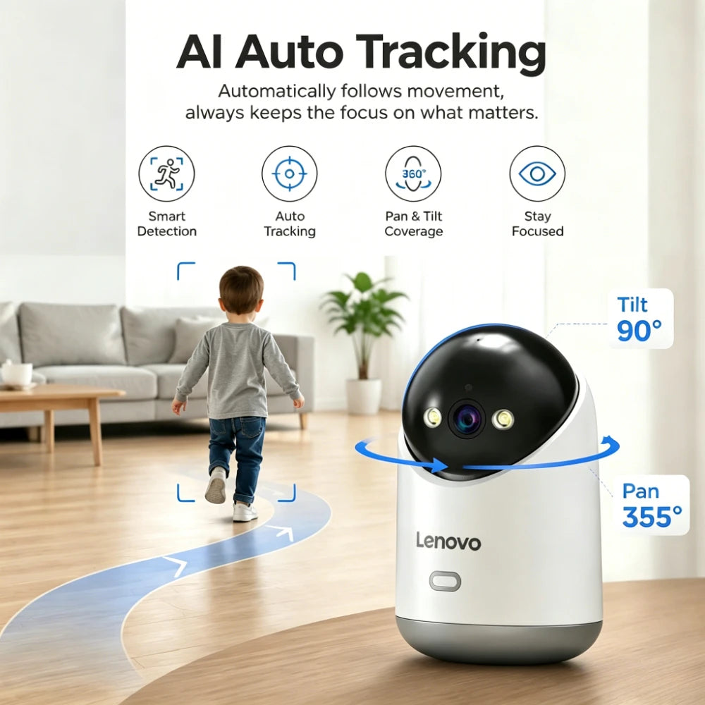Lenovo 5MP 5G WiFi Indoor Security Camera with Color Night Vision