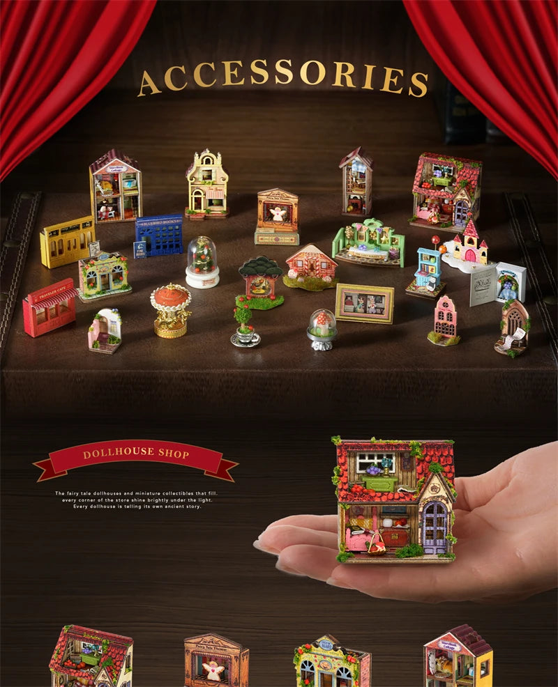 DIY Fairy-Tale Wonderhouse Wooden Miniature Dollhouse Kit with Furniture