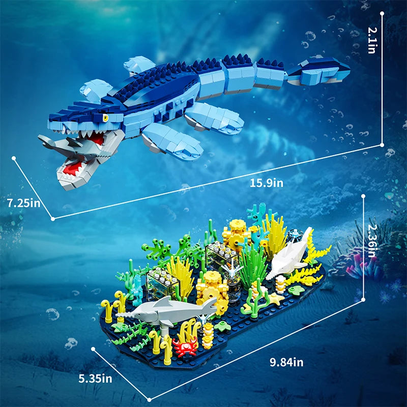 Dinosaur Building Blocks Set - Create Your Own Mosasaurus