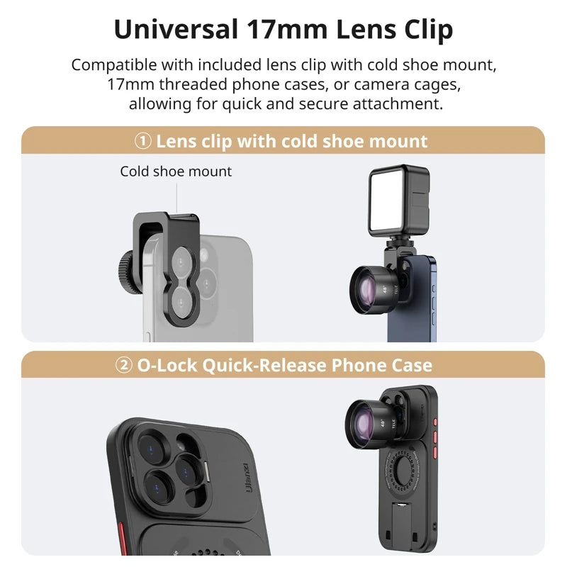 Ulanzi 75mm Macro Lens Kit for iPhone - Ultra Wide Fisheye Lens