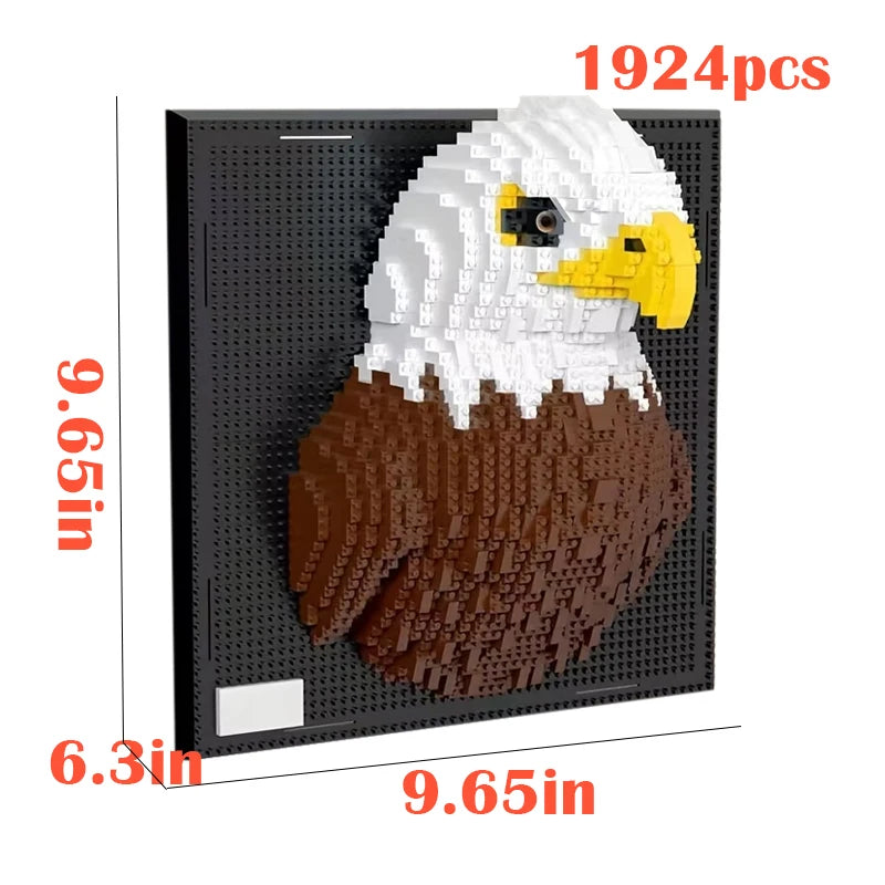 3D Micro Animal Blocks for Creative Wall Art - Sharks & Eagles DIY Kit