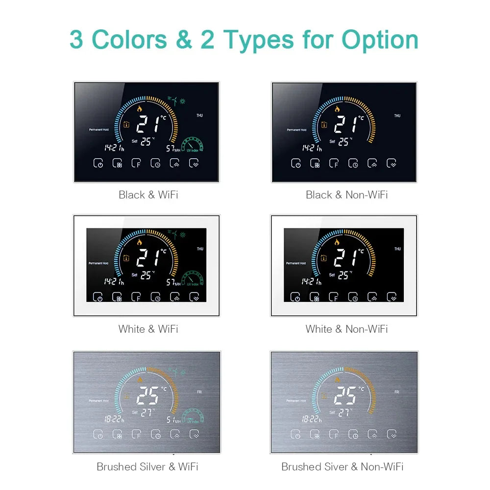 Tuya Smart Wi-Fi Thermostat with Colorful LCD Touch Control