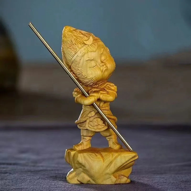 Hand-Carved Sun Wukong Figurine - Chinese Mythology Home Decor