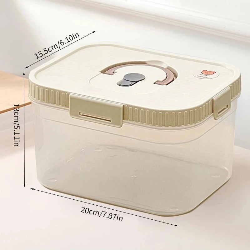 Airtight Plastic Bread Storage Box with Handle - Large Capacity