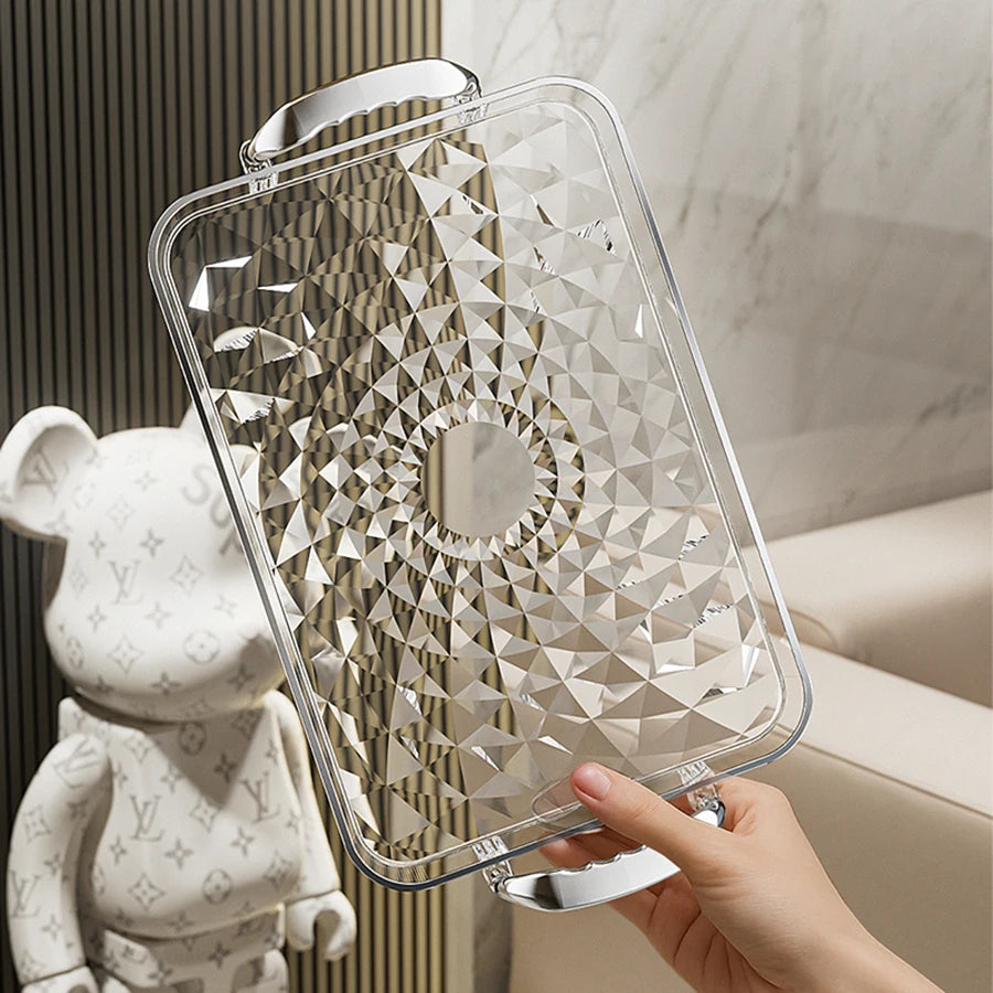 Clear Plastic Food Tray - Double Handle Rectangle Design