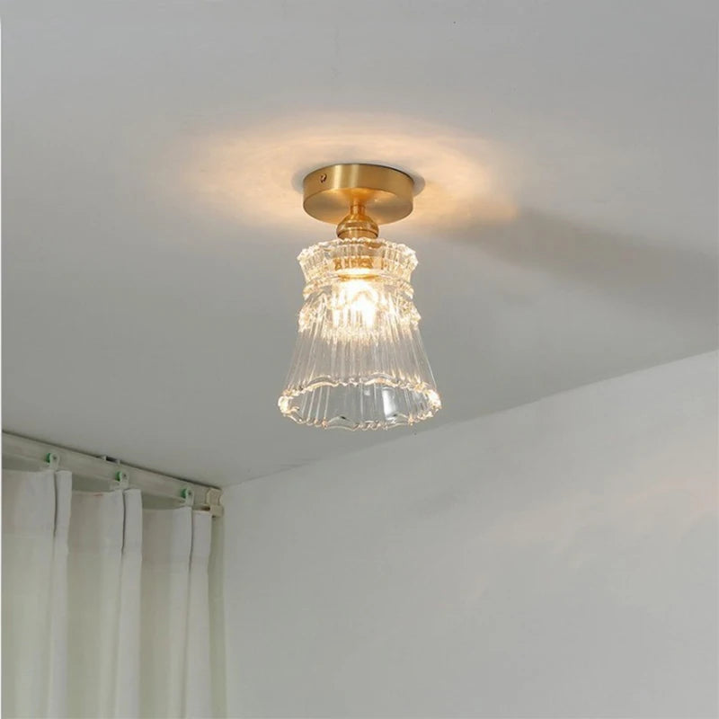 Elegant Copper Glass LED Pendant Lamp for Living Room & Kitchen