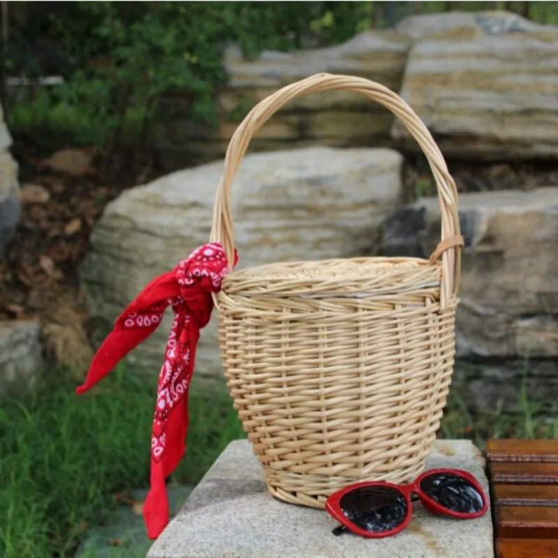 TOPHIGH Woven Bamboo Handbag - Stylish Summer Beach Tote for Women